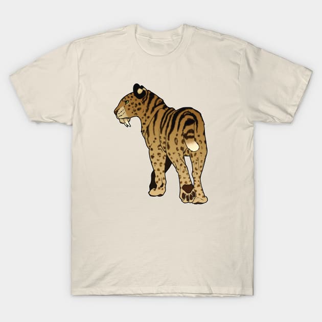 Striped Smilodon T-Shirt by TehNessa